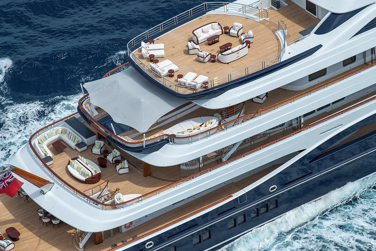 Outdoor furniture on a yacht