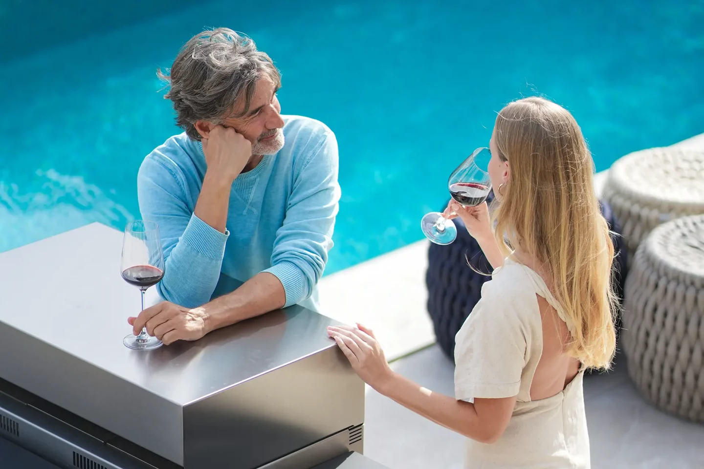 Couple with outdoor kitchen