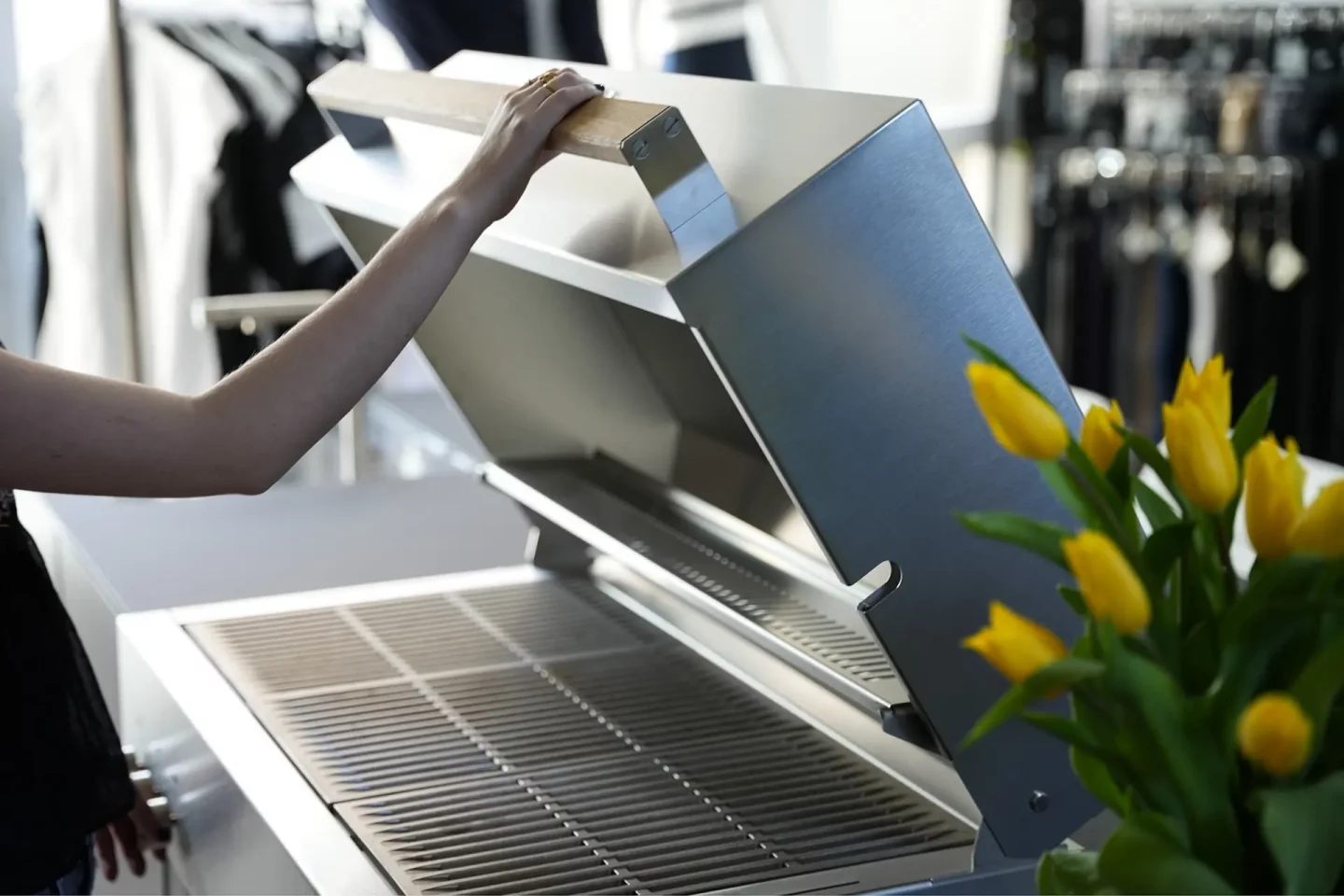 Open grill of outdoor kitchen